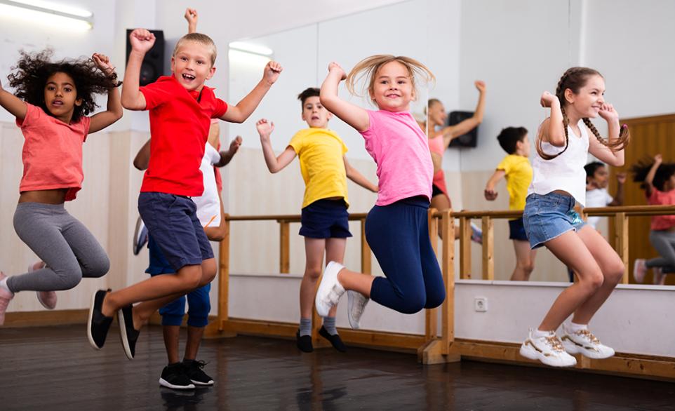 group of children in kids dance workshop