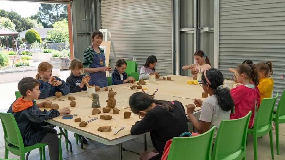 Children in ceramics workshop at Strathdon House 