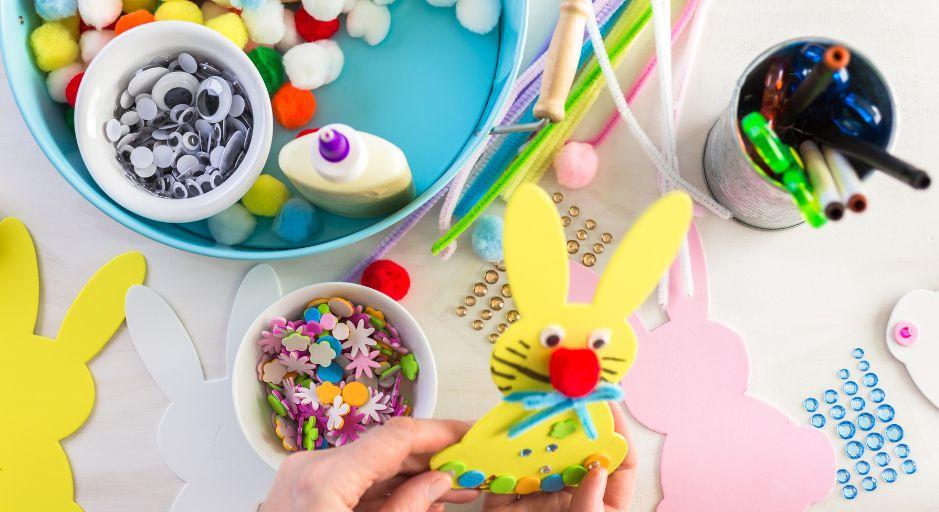 chidren making easter crafts