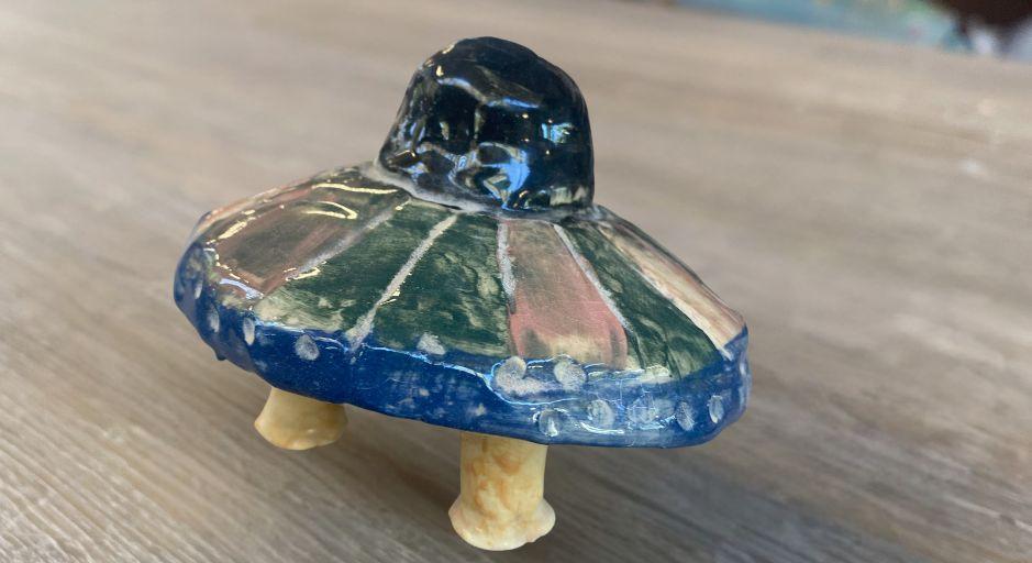 hand built clay space ship 