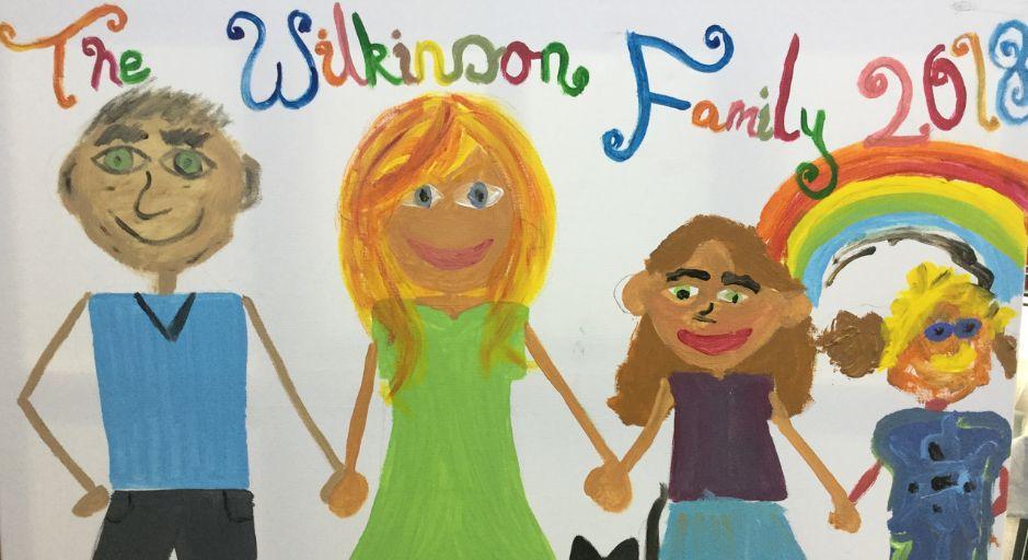 painted family portrait on canvas 