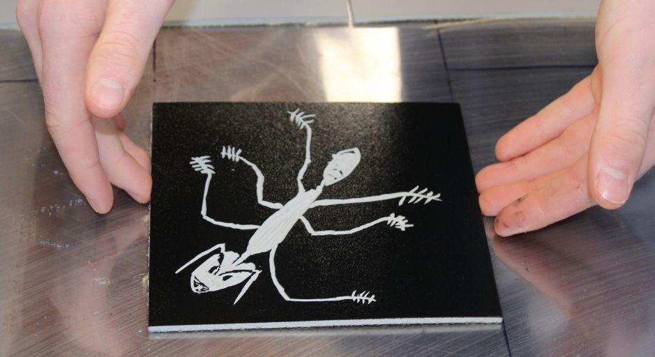 lino print black and white ant