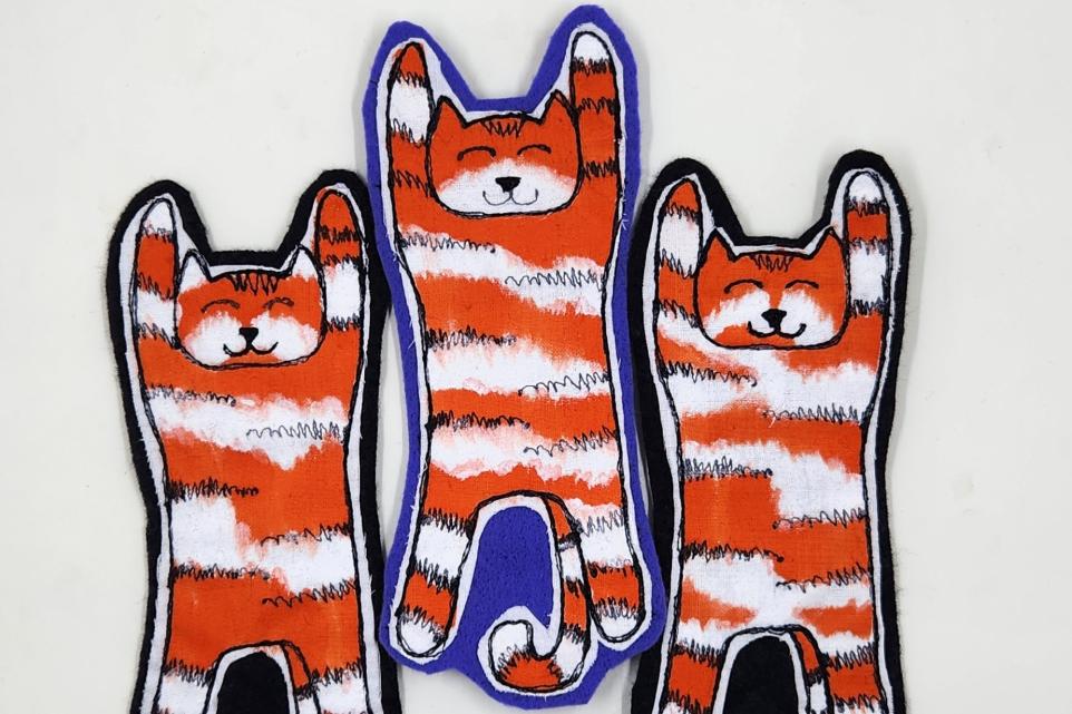 SHOP lazy cats fabric art bookmarks