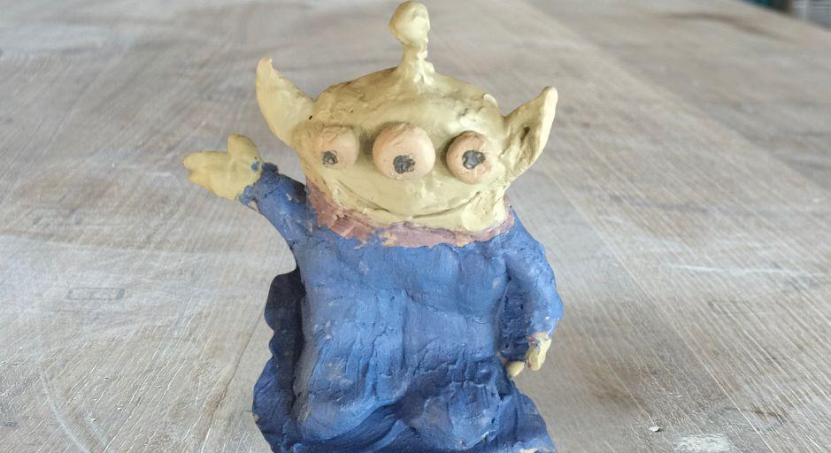 hand building with clay 3 eyed alien 