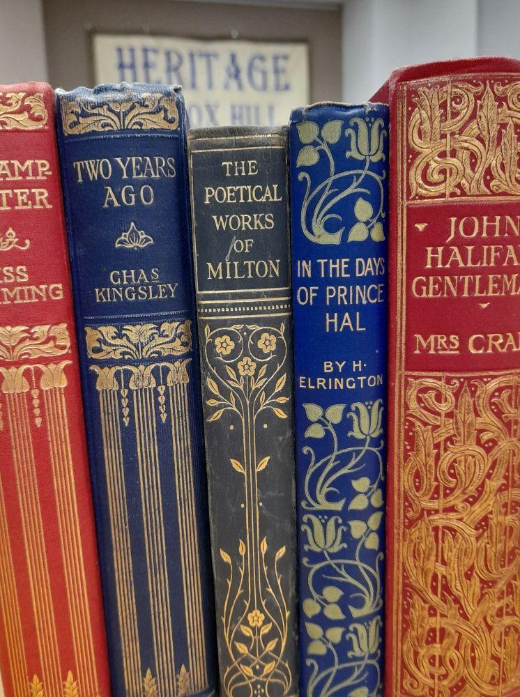 Photograph of vintage book spines