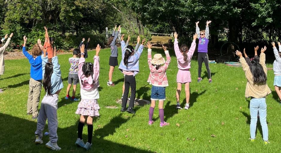 kids in gardens at Strathdon House taking part in a sports activity