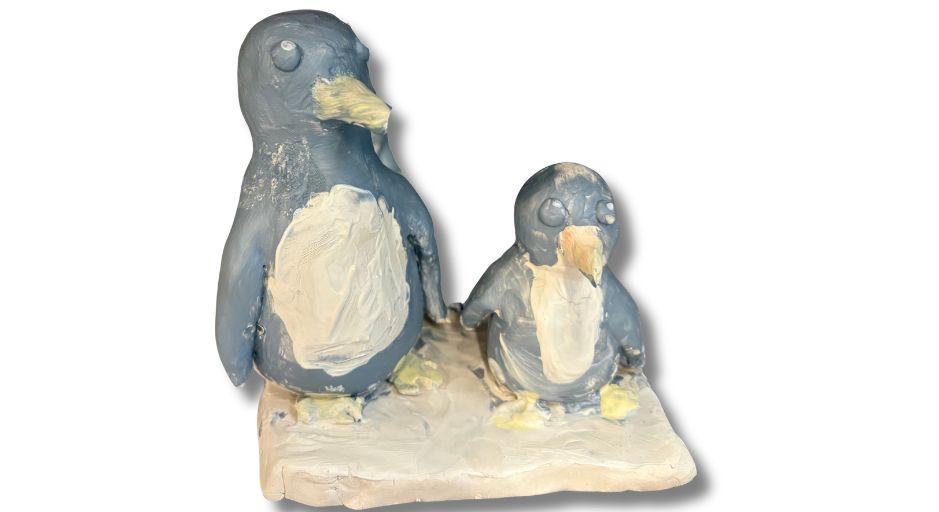 ceramic hand-build penguins