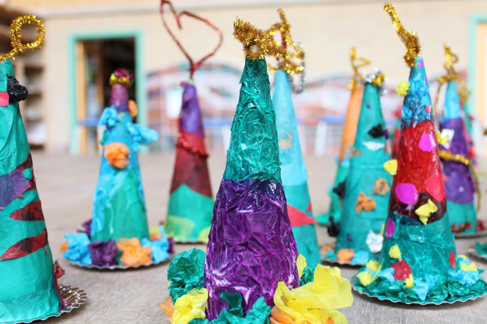 Kids Craft Christmas trees table centres 