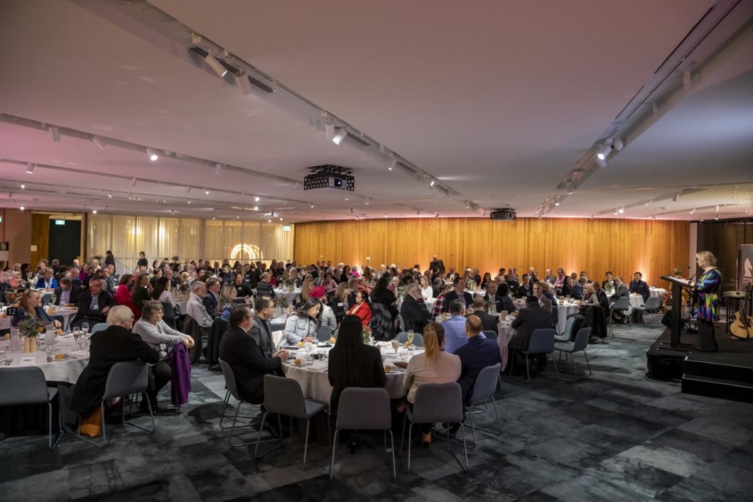 function room with tables