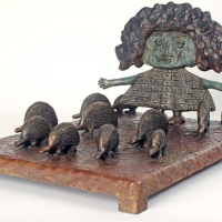 Dean Bowen Young Girl with Echidnas 2009 Unique bronze