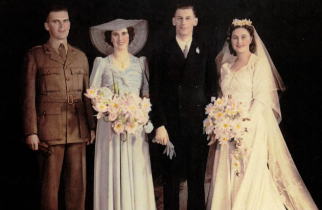 vintage photo of family at a wedding