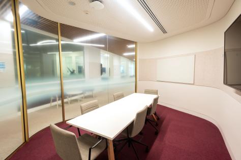 The Nunawading Community Hub's Meeting Room 1 set up with boardroom table and chairs