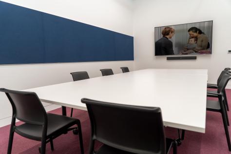 The Nunawading Community Hub's Studio 5 set up with boardroom table and chairs