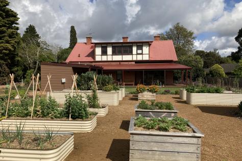 Picture of the back of Strathdon House and the vegetable garden