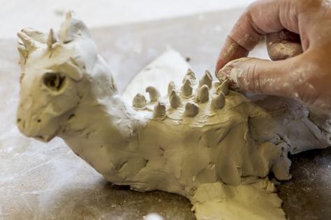 hand-building clay object 