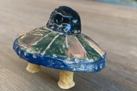 hand built clay space ship 