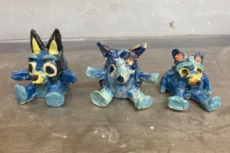 kids clay artworks bluey dogs 