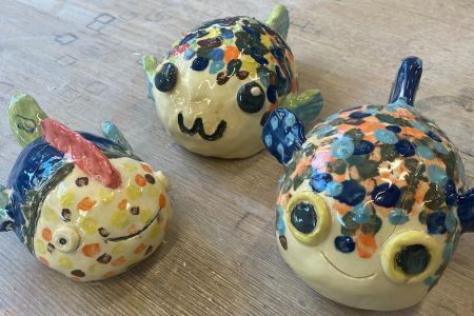 ceramic puffer fish sculptures 