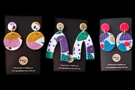 polymer clay statement earrings by Kelly Pepper 