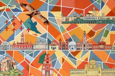 Artist colourful rendering of buildings