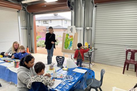 messy play session in the packing shed at Strathdon House for adults and preschoolers 