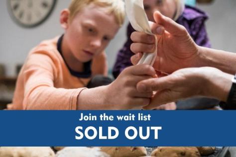 kids cooking class sold out text overlay