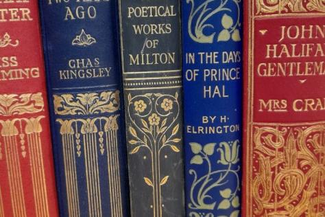 Photograph of vintage book spines