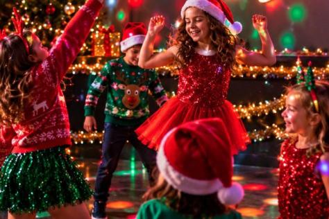 children dancing at a Christmas themed disco 