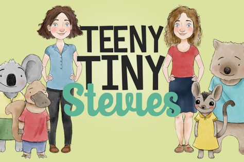 A cartoon image of the Teeny Tiny Stevies with Australian wildlife. 