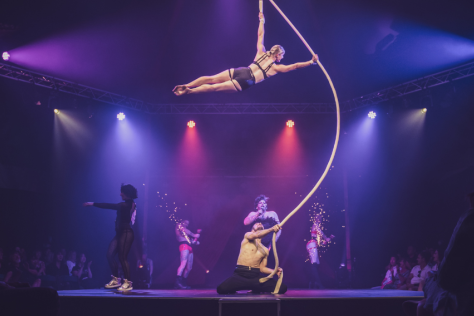 Circus artists performing