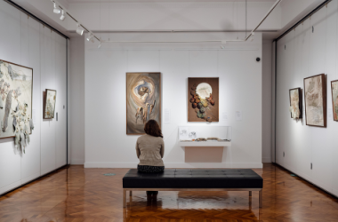 person viewing art in Artspace gallery